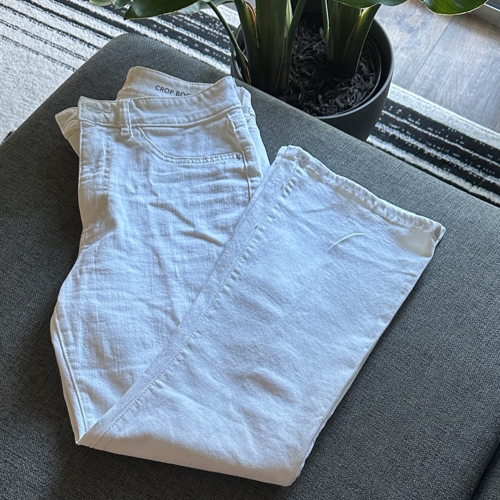Warp + Weft White Crop Bootcut Jeans